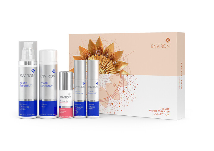 Environ Festive Kit containing Youth Essentia products and Free HA Intensive Hydrating SerumSerum